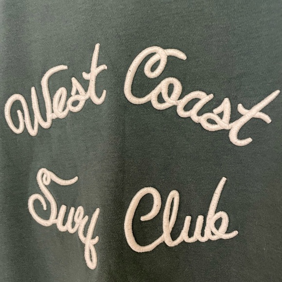 Oversized Green Pullover Sweatshirt Embroidered with “West Coast Surf Club” XS - Picture 5 of 6